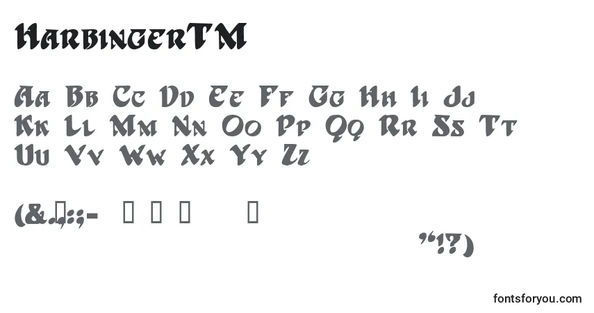 HarbingerTM-fontti – aakkoset, numerot, erikoismerkit