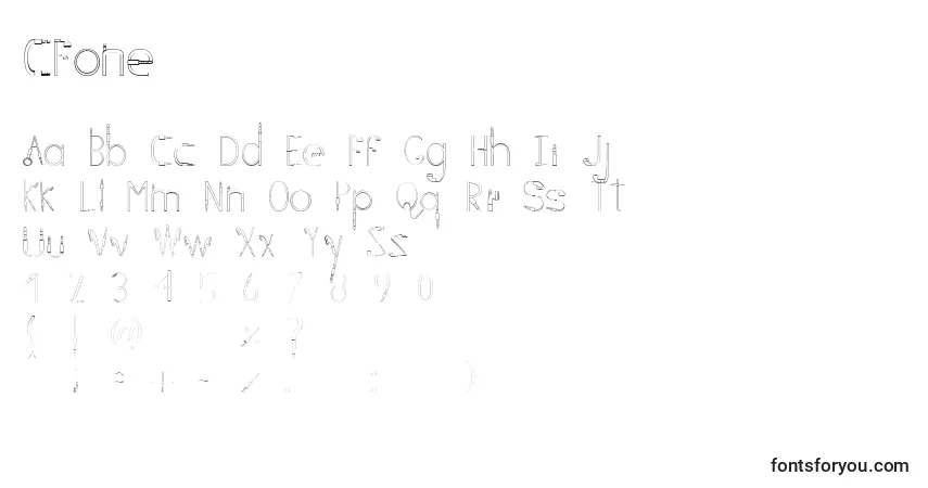 Czcionka CFone – alfabet, cyfry, specjalne znaki