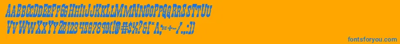 Youngerbrosboldital-Schriftart – Blaue Schriften auf orangefarbenem Hintergrund
