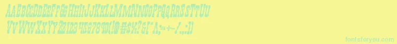 フォントYoungerbrosboldital – 黄色い背景に緑の文字