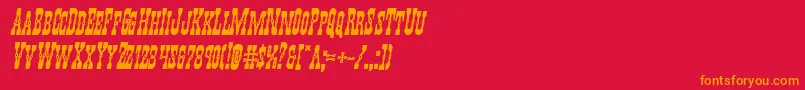 フォントYoungerbrosboldital – 赤い背景にオレンジの文字