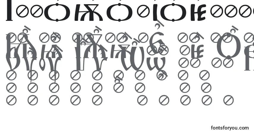Czcionka IrmologionBrthgrave – alfabet, cyfry, specjalne znaki