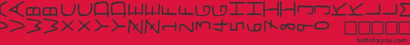 PfVeryverybadfont7Sideways-Schriftart – Schwarze Schriften auf rotem Hintergrund