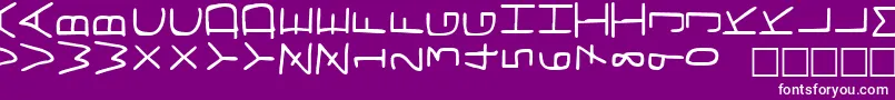 フォントPfVeryverybadfont7Sideways – 紫の背景に白い文字