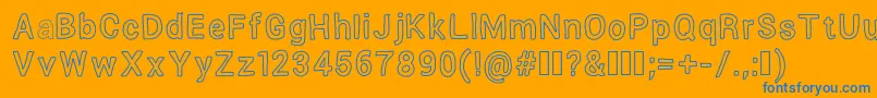 Verumaioutline-Schriftart – Blaue Schriften auf orangefarbenem Hintergrund