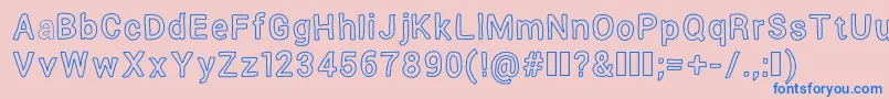 Verumaioutline-Schriftart – Blaue Schriften auf rosa Hintergrund