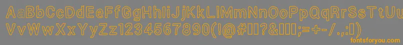フォントVerumaioutline – オレンジの文字は灰色の背景にあります。