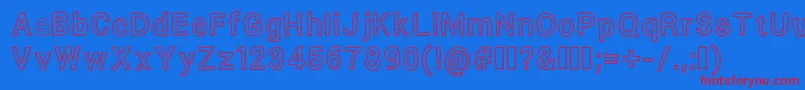 Verumaioutline-Schriftart – Rote Schriften auf blauem Hintergrund