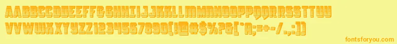 Antilleschrome-Schriftart – Orangefarbene Schriften auf gelbem Hintergrund