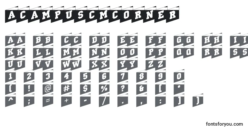 Шрифт ACampuscmcorner – алфавит, цифры, специальные символы