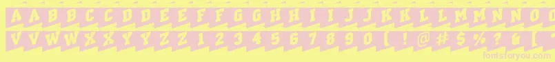 ACampuscmcorner-fontti – vaaleanpunaiset fontit keltaisella taustalla