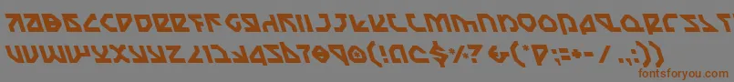 フォントNostromoLeftalic – 茶色の文字が灰色の背景にあります。