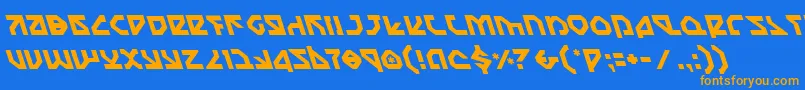 NostromoLeftalic-Schriftart – Orangefarbene Schriften auf blauem Hintergrund