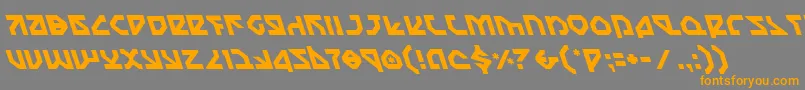 フォントNostromoLeftalic – オレンジの文字は灰色の背景にあります。