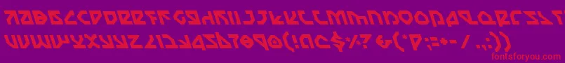 NostromoLeftalic-Schriftart – Rote Schriften auf violettem Hintergrund
