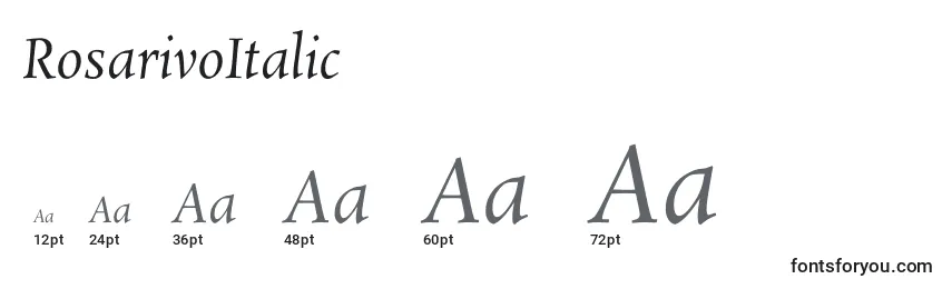 Размеры шрифта RosarivoItalic