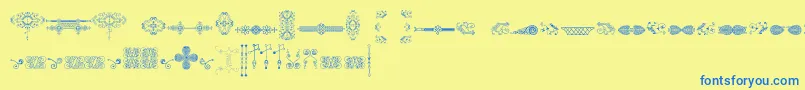 NaiveOrnamentsFree-Schriftart – Blaue Schriften auf gelbem Hintergrund