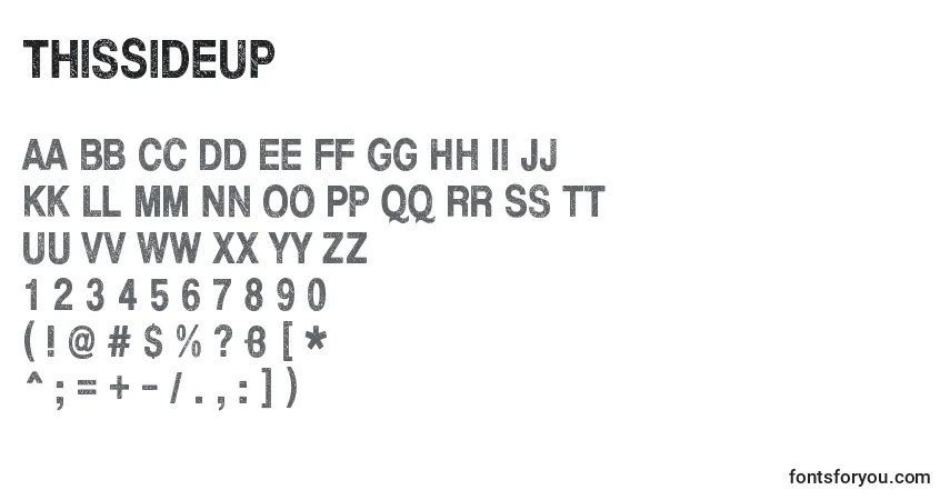 Czcionka ThisSideUp – alfabet, cyfry, specjalne znaki