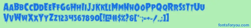 Mrsmonsteracad-Schriftart – Blaue Schriften auf grünem Hintergrund