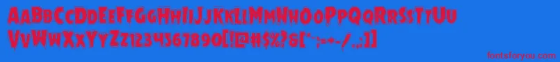 Czcionka Mrsmonsteracad – czerwone czcionki na niebieskim tle