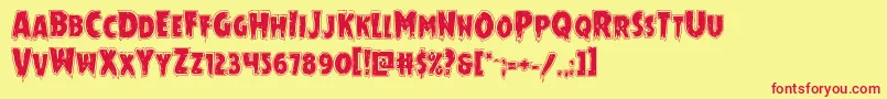Fonte Mrsmonsteracad – fontes vermelhas em um fundo amarelo