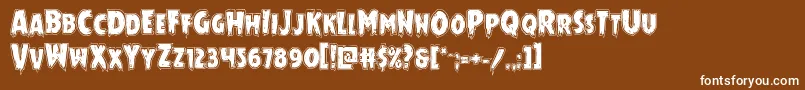 Mrsmonsteracad-Schriftart – Weiße Schriften auf braunem Hintergrund