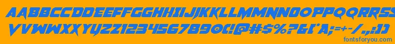 Pistoleerexpandita2-fontti – siniset fontit oranssilla taustalla