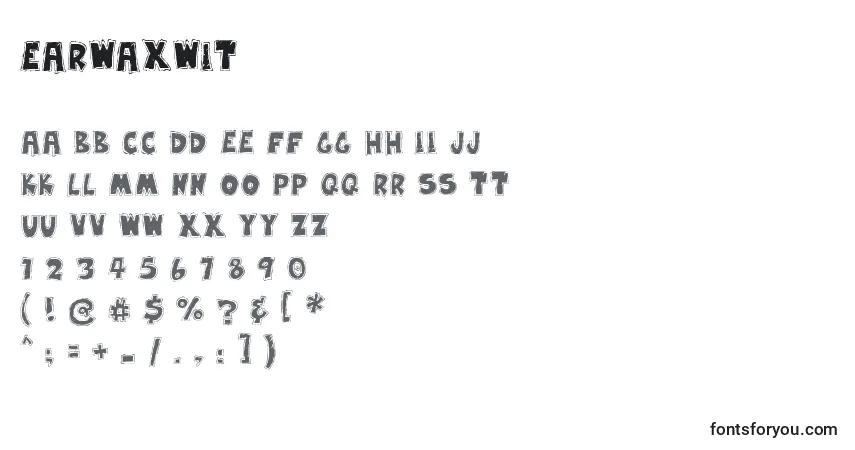 A fonte EarwaxWit – alfabeto, números, caracteres especiais