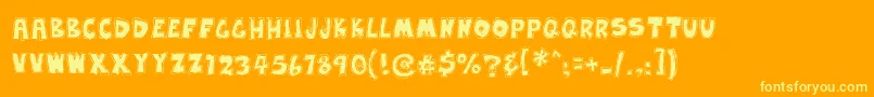 EarwaxWit-Schriftart – Gelbe Schriften auf orangefarbenem Hintergrund