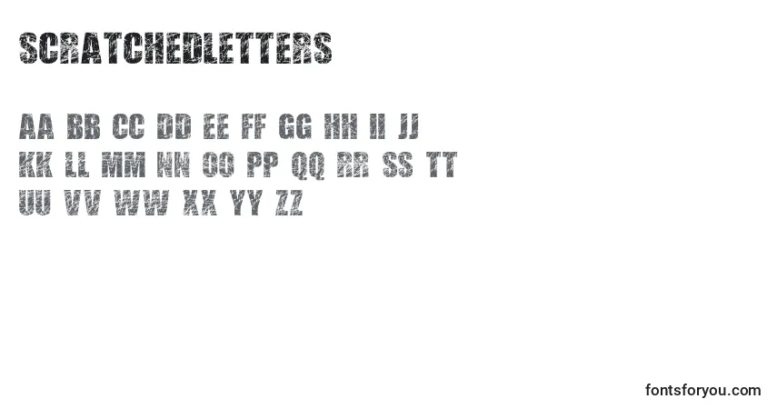 Fuente ScratchedLetters - alfabeto, números, caracteres especiales