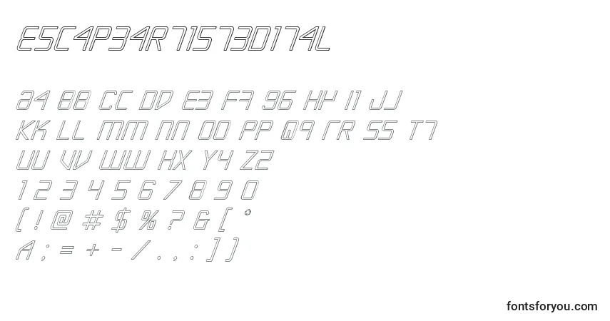 Schriftart Escapeartist3Dital – Alphabet, Zahlen, spezielle Symbole