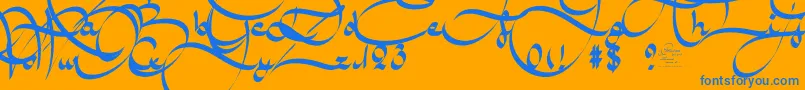 Czcionka AmalScriptBold – niebieskie czcionki na pomarańczowym tle