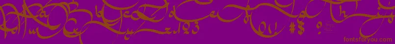 フォントAmalScriptBold – 紫色の背景に茶色のフォント
