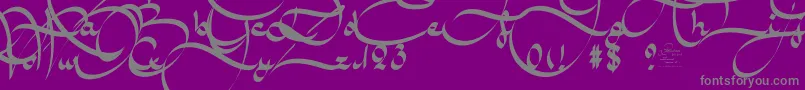フォントAmalScriptBold – 紫の背景に灰色の文字