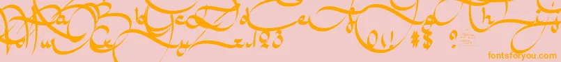 AmalScriptBold-Schriftart – Orangefarbene Schriften auf rosa Hintergrund