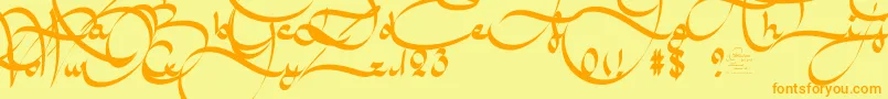 Шрифт AmalScriptBold – оранжевые шрифты на жёлтом фоне