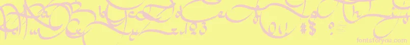 AmalScriptBold-fontti – vaaleanpunaiset fontit keltaisella taustalla