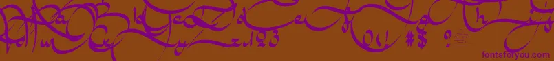フォントAmalScriptBold – 紫色のフォント、茶色の背景