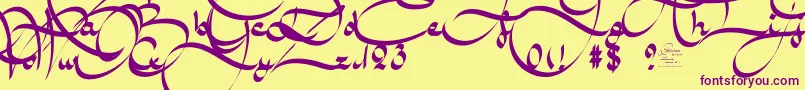 Czcionka AmalScriptBold – fioletowe czcionki na żółtym tle