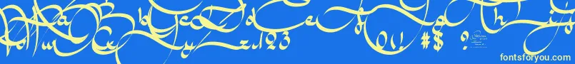 AmalScriptBold-Schriftart – Gelbe Schriften auf blauem Hintergrund