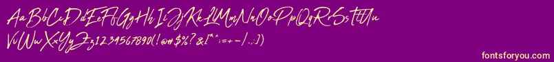 Abuget Font – Yellow Fonts on Purple Background