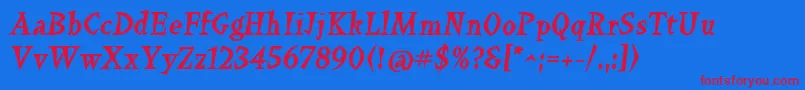 Keilschriftoblique Font – Red Fonts on Blue Background