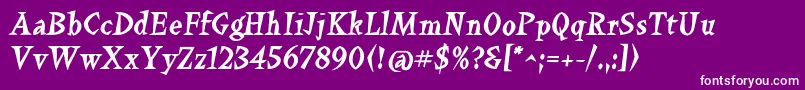 Keilschriftoblique-Schriftart – Weiße Schriften auf violettem Hintergrund