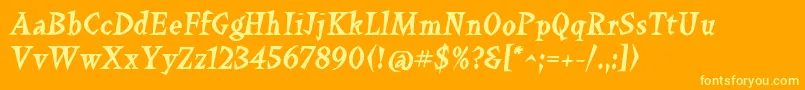 Lisätietoja Keilschriftoblique-fontista Keilschriftoblique-fontti – keltaiset fontit oranssilla taustalla