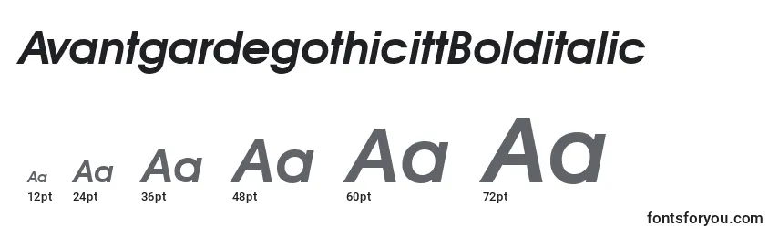AvantgardegothicittBolditalic-fontin koot