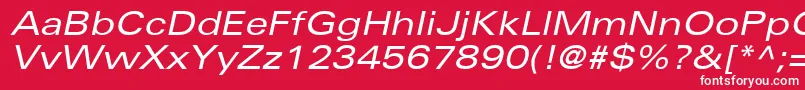 NovaExpandedSsiExpandedItalic-Schriftart – Weiße Schriften auf rotem Hintergrund
