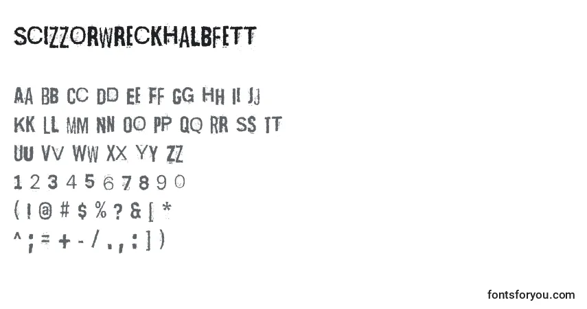 Шрифт ScizzorwreckHalbfett – алфавит, цифры, специальные символы