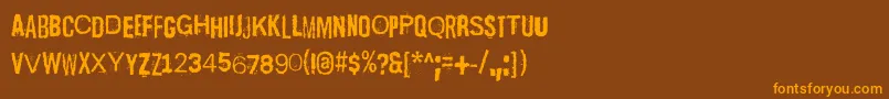 ScizzorwreckHalbfett-Schriftart – Orangefarbene Schriften auf braunem Hintergrund