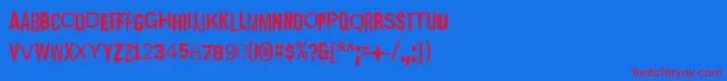 ScizzorwreckHalbfett-Schriftart – Rote Schriften auf blauem Hintergrund