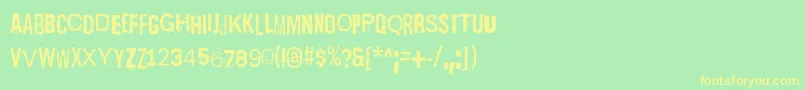 Więcej informacji o czcionce ScizzorwreckHalbfett Czcionka ScizzorwreckHalbfett – żółte czcionki na zielonym tle